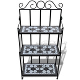 Plant Stand Plant Display Black White Mosaic Pattern - Front View