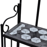 Plant Stand Plant Display Black White Mosaic Pattern - Side View