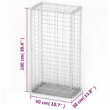 Gabion Basket with Lids Galvanised Wire 100 x 50 x 30 cm - Close-Up Angle