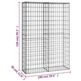 Gabion Basket with Lids Galvanised Wire 150x100x30 cm