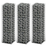 Gabion Set 3 pcs Galvanised Wire 25x25x100 cm