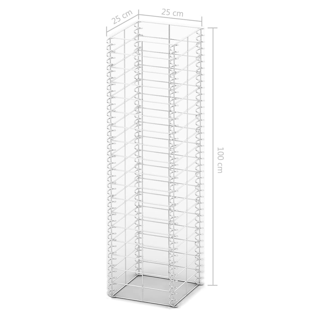 Gabion Set 3 pcs Galvanised Wire 25x25x100 cm