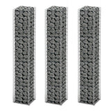Gabion Set 3 pcs Galvanised Wire 25 x 25 x 150 cm