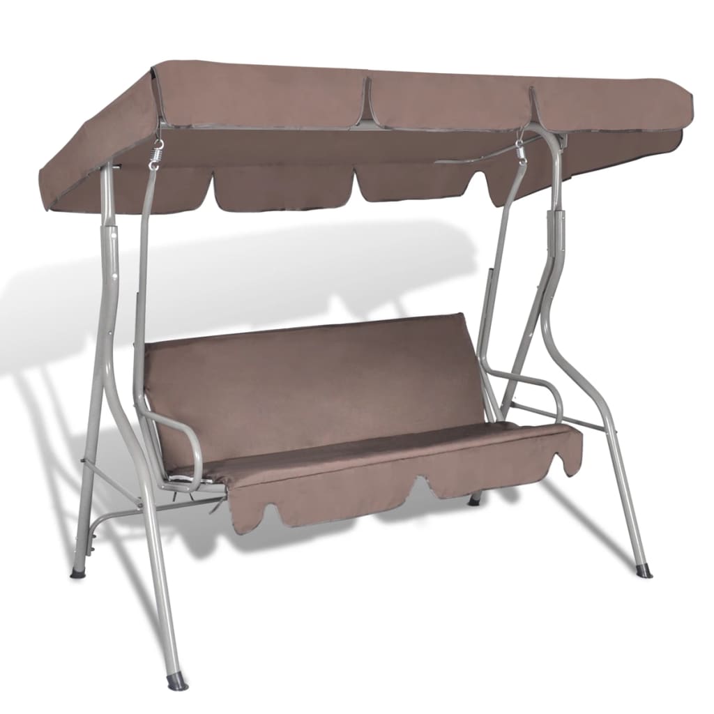Outdoor Hanging Swing Bench with a Canopy Coffee for 3 Persons