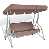 Outdoor Hanging Swing Bench with a Canopy Coffee for 3 Persons