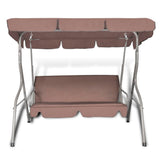Outdoor Hanging Swing Bench with a Canopy Coffee for 3 Persons - Front View