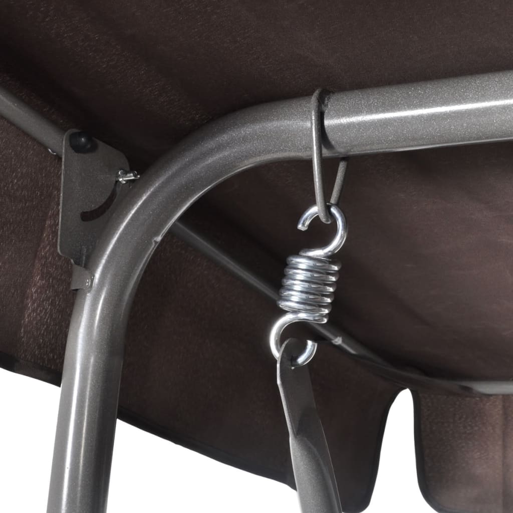 Outdoor Hanging Swing Bench with a Canopy Coffee for 3 Persons