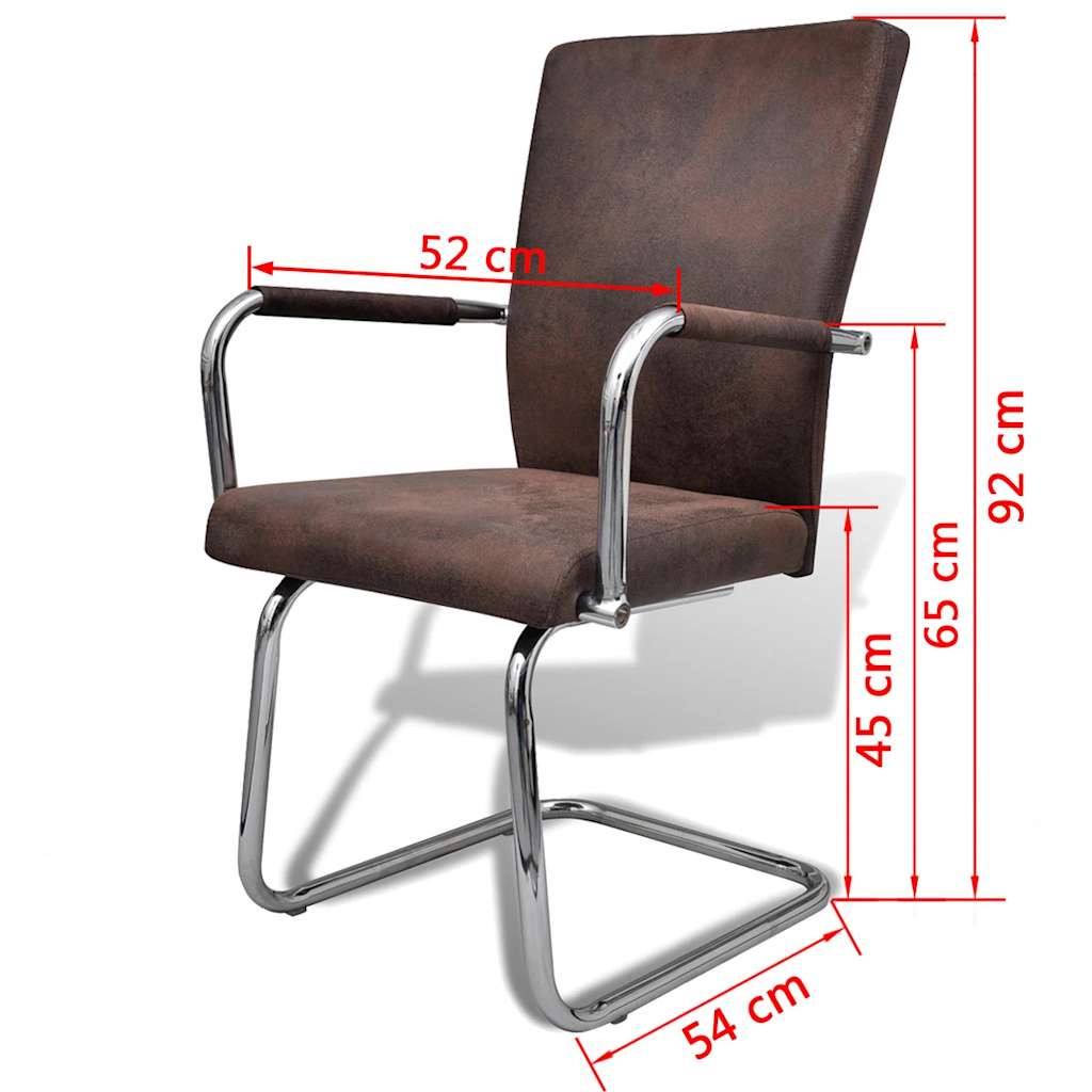 Cantilever Dining Chairs 4 pcs Brown Leathaire