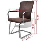 Cantilever Dining Chairs 4 pcs Brown Leathaire