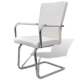 Cantilever Dining Chairs 4 pcs White Faux Leather - Side View