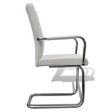 Cantilever Dining Chairs 4 pcs White Faux Leather - Top-Down View