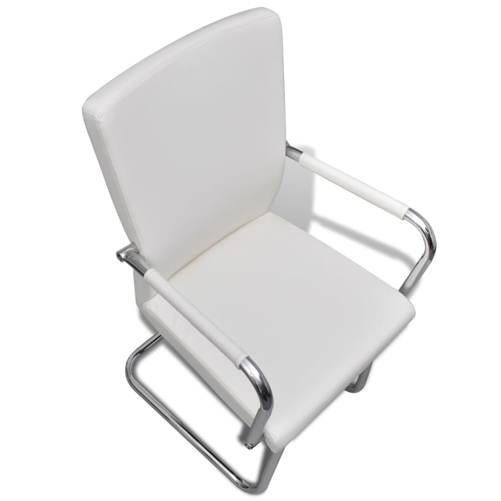 Cantilever Dining Chairs 4 pcs White Faux Leather