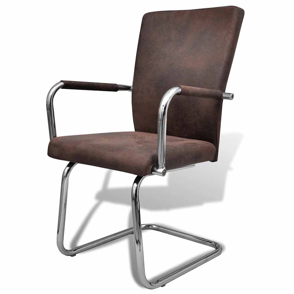 Cantilever Dining Chairs 6 pcs Brown Leathaire