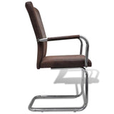 Cantilever Dining Chairs 6 pcs Brown Leathaire