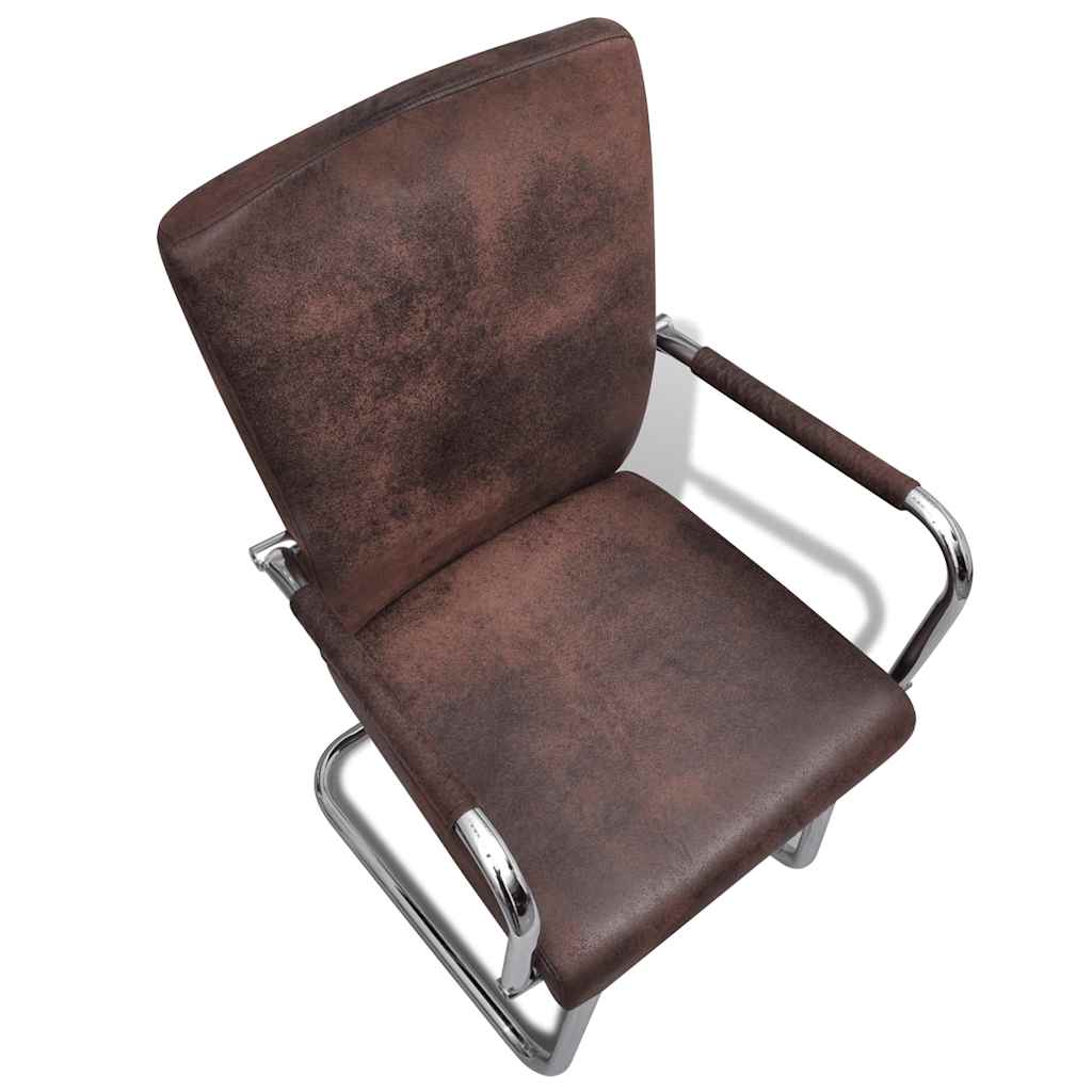 Cantilever Dining Chairs 6 pcs Brown Leathaire