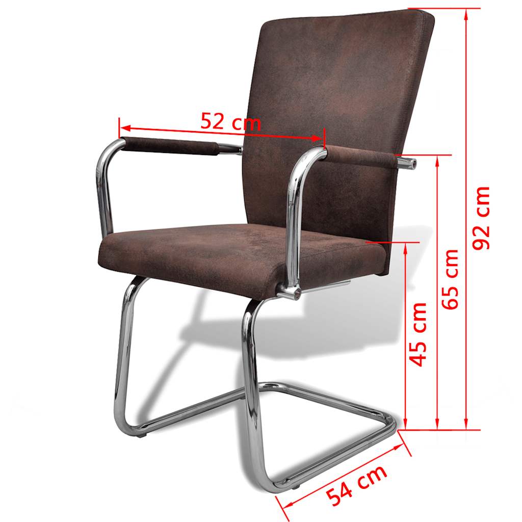 Cantilever Dining Chairs 6 pcs Brown Leathaire