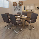 Cantilever Dining Chairs 6 pcs Brown Leathaire
