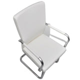 Cantilever Dining Chairs 6 pcs White Faux Leather - 45-Degree Angle
