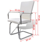 Cantilever Dining Chairs 6 pcs White Faux Leather - Rear View