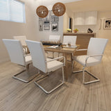 Cantilever Dining Chairs 6 pcs White Faux Leather
