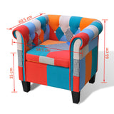 Armchair with Patchwork Design Fabric - 45-Degree Angle