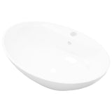 Luxury Ceramic Basin Oval with Overflow and Faucet Hole - Front View