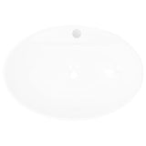 Luxury Ceramic Basin Oval with Overflow and Faucet Hole - Side View