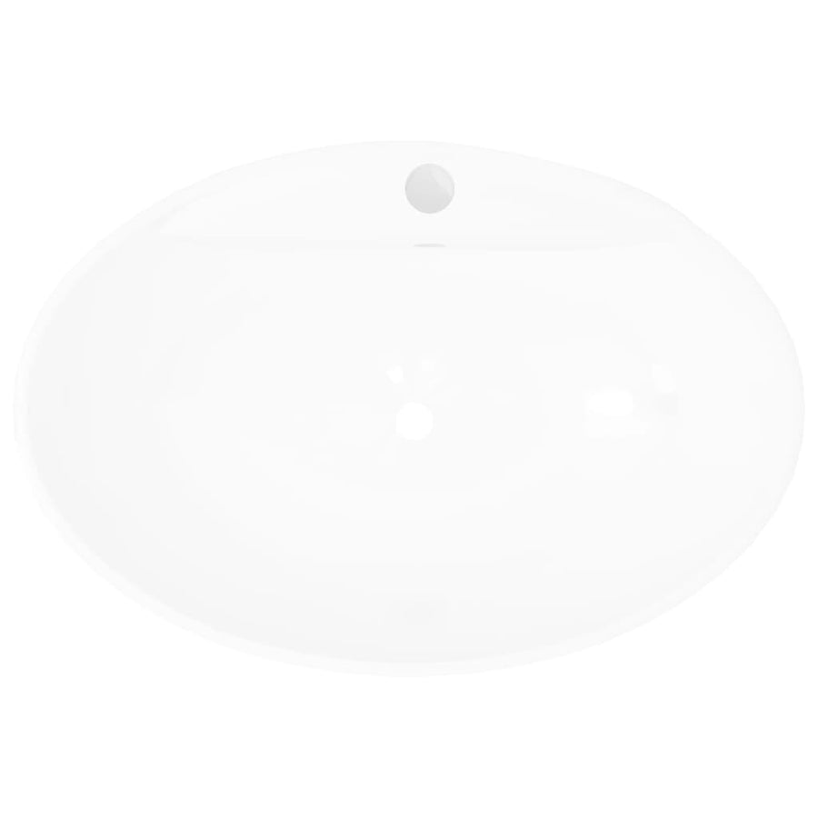 Luxury Ceramic Basin Oval with Overflow and Faucet Hole