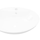 Luxury Ceramic Basin Oval with Overflow and Faucet Hole - Top-Down View