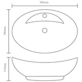 Luxury Ceramic Basin Oval with Overflow and Faucet Hole