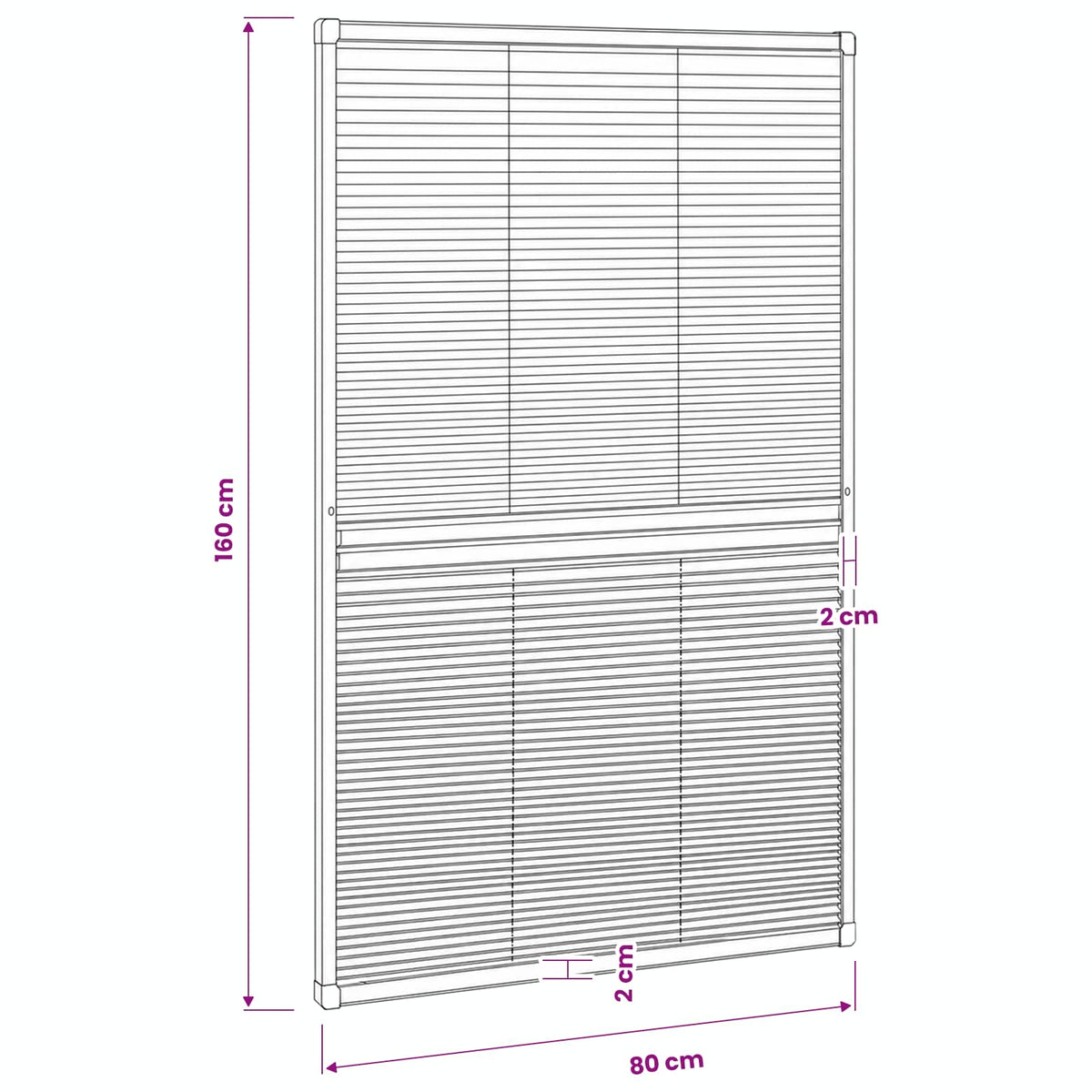 Insect Plisse Screen Window Aluminium 160 x 80 cm with Shade