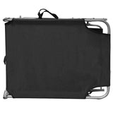 Folding Sun Lounger with Canopy Steel and Fabric Black