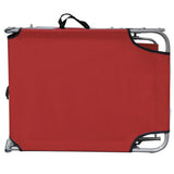 Folding Sun Lounger with Canopy Steel and Fabric Red - Rear View