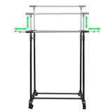Adjustable Clothes Rack with 2 Hanging Rails 2 pcs - Side View