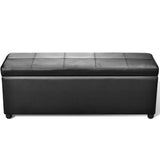Long Storage Bench Wood Black - Front View