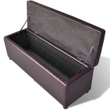 Long Storage Bench Wood Brown - Front View