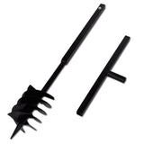 Ground Drill with Handle Auger Bit 180mm 3 Spirals Steel Black - Side View
