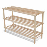 3-Tier Shoe Racks 2 pcs Solid Fir Wood - Front View