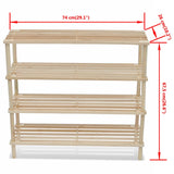 4-Tier Shoe Racks 2 pcs Solid Fir Wood - 45-Degree Angle
