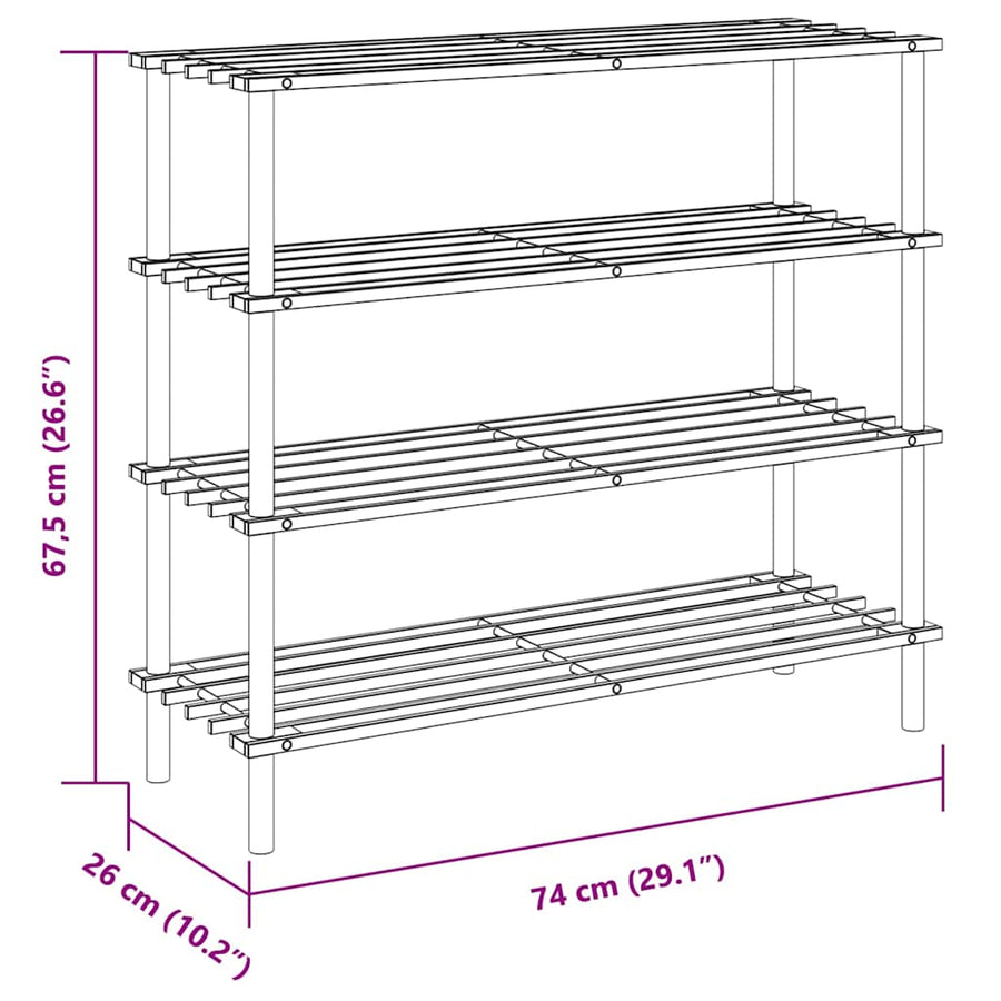 4-Tier Shoe Racks 2 pcs Solid Fir Wood