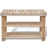 2-in-1 Shoe Rack with Bench Top Solid Fir Wood - Front View