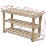 2-in-1 Shoe Rack with Bench Top Solid Fir Wood - Side View