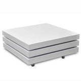 Coffee Table 3 Tiers High Gloss White - Rear View