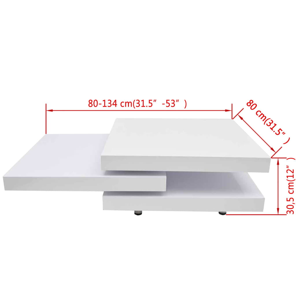 Coffee Table 3 Tiers High Gloss White
