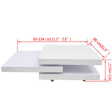 Coffee Table 3 Tiers High Gloss White - Low Angle