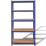 5-Layer Storage Shelf Blue Steel&Engineered Wood - Front View