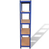 5-Layer Storage Shelf Blue Steel&Engineered Wood - Side View