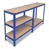 5-Layer Storage Shelf Blue Steel&Engineered Wood - Top-Down View