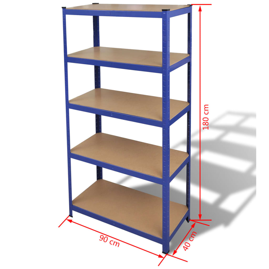 5-Layer Storage Shelf Blue Steel&Engineered Wood