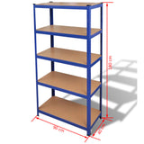 5-Layer Storage Shelf Blue Steel&Engineered Wood - Close-Up Angle